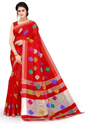AARTI SELECTION Printed Bollywood Cotton Blend Saree(Red)