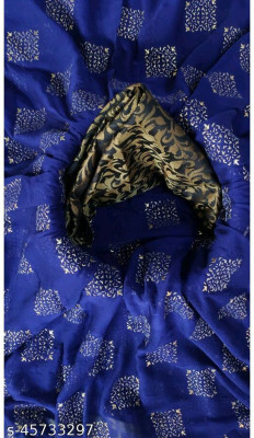AVOJEE Printed Bandhani Chiffon Saree(Blue)