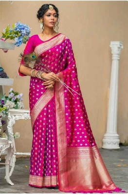 PARAMPARA CREATION Woven Kanjivaram Pure Silk Saree(Pink)