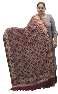 KAVIM Wool Embellished Women Shawl(Maroon)