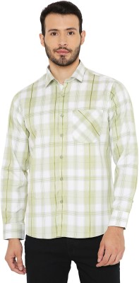 MAHARAJA Men Checkered Formal Green Shirt