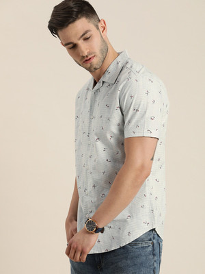 Moda Rapido Men Printed Casual White Shirt