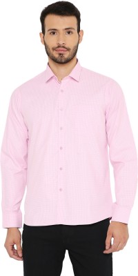 MAHARAJA Men Checkered Formal Pink Shirt