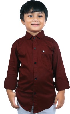 SKY PEARL Boys Solid Casual Maroon Shirt