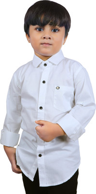 REVIVE ENTERPRISE Boys Solid Casual White Shirt