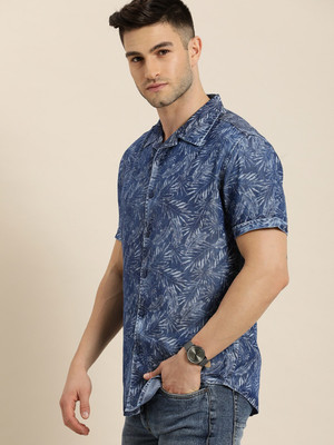 Moda Rapido Men Printed Casual Blue Shirt