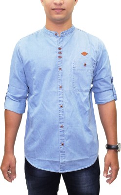 KUONS AVENUE Men Solid Casual Blue Shirt