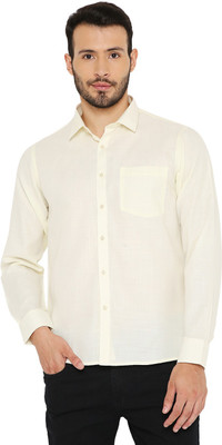 MAHARAJA Men Solid Formal Yellow Shirt