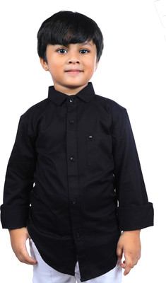 SKY PEARL Boys Solid Casual Black Shirt