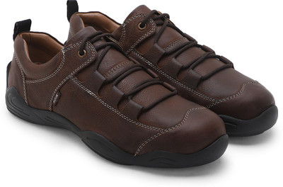 Ezok Brown Leather Sneakers Casuals For Men(Brown)