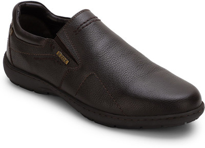 Ezok Brown Leather Slip On For Men(Brown)