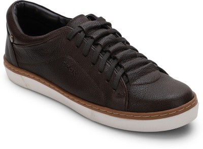 Ezok Brown Casual Leather Sneakers For Men(Brown)