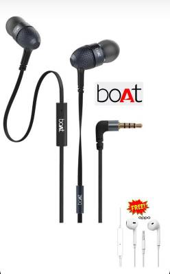 boAt BassHeads 220 Wired Headset Black In the Ear With FREE
