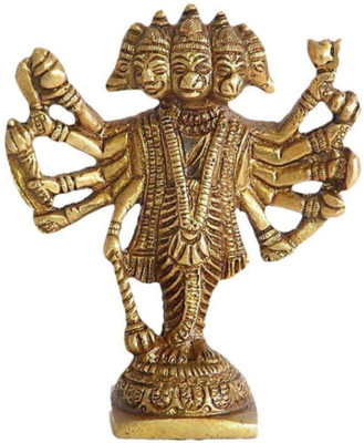DvR ClicK Panchmukhi Hanuman Brass Idol Decorative Showpiece  -  7 cm(Brass, Brown)