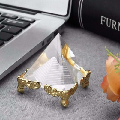 SWISS WONDER Crystal Pyramid Vastu Paper Weight for Peace Decorative Showpiece  -  4 cm(Crystal, Clear, Gold)