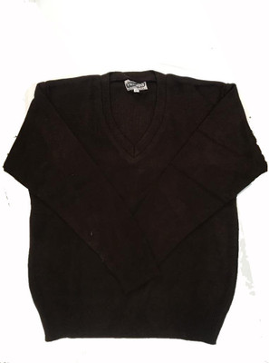 Rajindras Solid, Self Design V Neck Casual Men Brown Sweater