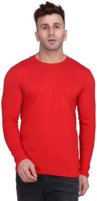 playground Solid Men Round Neck Red T-Shirt