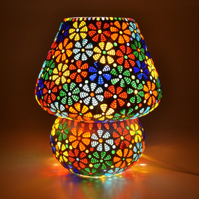 Decent Glass Electrical Glass Mosaic Table Lamp(24 cm, Multicolor)