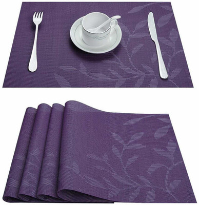 UniKart Rectangular Pack of 4 Table Placemat(Purple, PVC)
