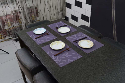ANADI Rectangular Pack of 4 Table Placemat(Purple, PVC, Polyester)