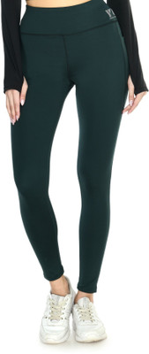 young urban Solid Women Dark Green Tights