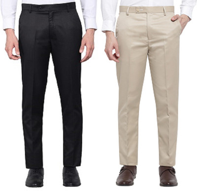Kurus Slim Fit Men Black, Khaki Trousers