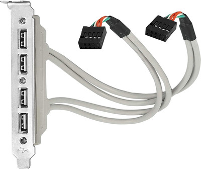 LipiWorld 4 Ports USB 2.0 Header Port Slot Plate Panel Cable Female Screw to Motherboard 9pin Header Back PCI Rear Panel Bracket for Desktop Computer Expansion Card(Silver&Grey)