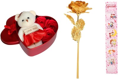 teddy gifts Showpiece, Artificial Flower, Greeting Card Gift Set