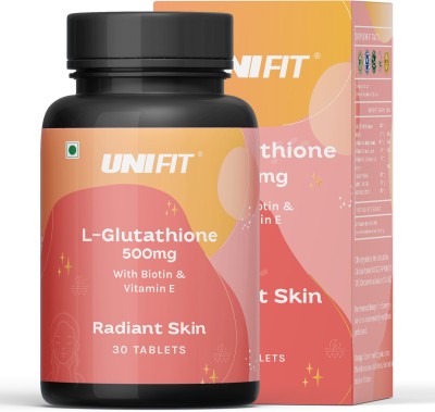 Unifit L Glutathione 500 mg with Biotin Vitamin A C & E for Glowing & Clear Skin tablet(30 Tablets)