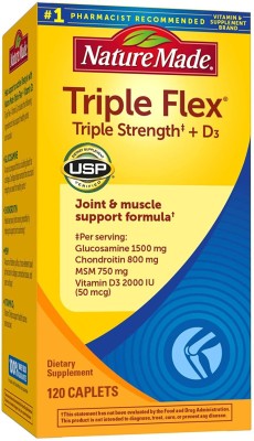 Nature Made TripleFlex Triple Strength Caplets with Vitamin D3, 120 Count for Joint Support(120 Tablets)