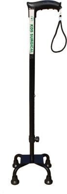 KDS SURGICAL 4 Leg Black Height Adjustable For Unisex With Support Walking Stick