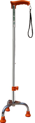 KDS SURGICAL 3 Leg Chrome Orange Dori Height Adjustable Men/Women/Old People Patient Walking Stick