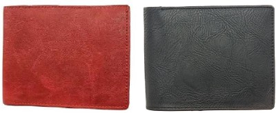 ONEVILLE Men Casual, Travel, Trendy, Evening/Party Black, Red Genuine Leather Wallet(6 Card Slots)