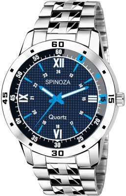 SPINOZA Stylish silver heavy quality strap with designer case and Blue dial design Analog Watch  - For Boys