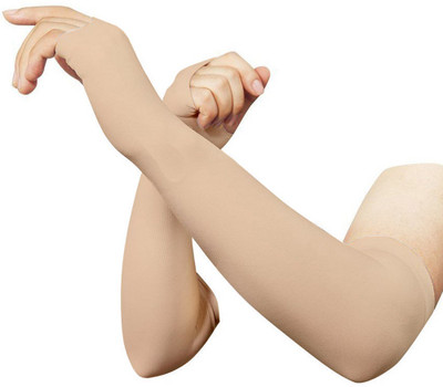 Kliznil Nylon Arm Sleeve For Men & Women(Free, Beige)