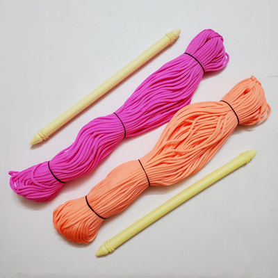 ShopTalk Macrame jhula dori ( set of 2 pink and peach ) with 2 plastic stick