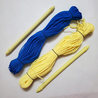 ShopTalk Set of 2 ( cream & blue ) macrame dori with 2 plastic stick