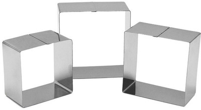 TRENDING PRODUCTS VILLA 3Pc Stainless Steel Square Shape Cookie Cutter for Decorating, Baking Cookie Cutter(Pack of 3)
