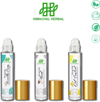 Himachal Herbal Essential Oil Blend Roll on Combo For Breathe Easy + Mood + Oil Control(18 ml)
