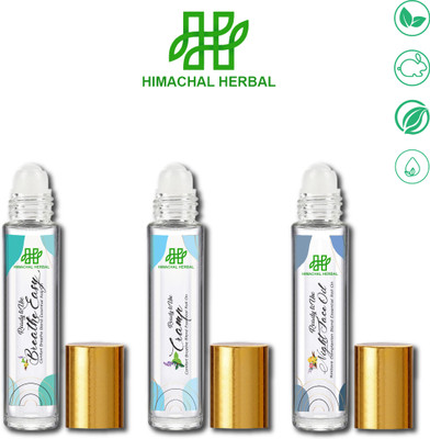 Himachal Herbal Essential Oil Blend Roll on Combo For Breathe Easy + Cramp + Night Face Oil(18 ml)