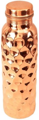SAHA INDUSTRY Pure Copper Water Bottle with Diamond Hammered Design 1000 ml Bottle(Pack of 1, Gold, Copper)