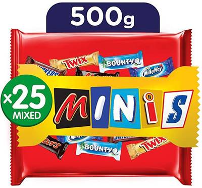 MARS Minis Chocolate Bar Pouch, 500g, Orange & White Bars