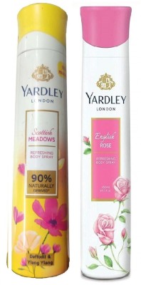 Yardley London 1 ENGLISH ROSE & 1 SCOTTISH MEADOWS BODY SPRAY 150 M EACH ,PACK OF 3 . Deodorant Stick  -  For Men & Women(300 ml, Pack of 2)