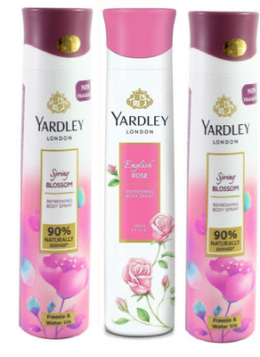 Yardley London 1 SCOTTISH MEADOWS , 1 MORNING DEW BODY SPRAY 150 ML EACH ,PACK OF 3 . Deodorant Spray  -  For Men & Women(450 ml, Pack of 3)