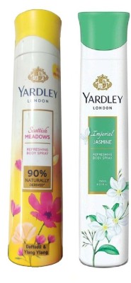 Yardley London 1 SPRING BLOSSOM , 1 IMPERIAL JASMINE BODY SPRAY 150 ML EACH , PACK OF 2. Deodorant Spray  -  For Men & Women(300 ml, Pack of 2)