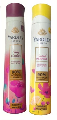 Yardley London 1 SCOTTISH MEADOWS BODY SPRAY , 1 SPRING BLOSSOM 150 ML EACH ,PACK OF 3 . Deodorant Spray  -  For Men & Women(300 ml, Pack of 2)