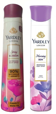 Yardley London 1 SPRING BLOSSOM , 1 MORNING DEW BODY SPRAY 150 ML EACH, PACK OF 2 . Deodorant Spray  -  For Men & Women(300 ml, Pack of 2)