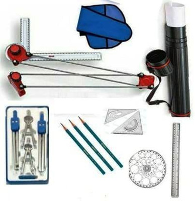 Antiquity Mini Drafter combo Pack of 8 Item Mini Drafter, Sheet Container,Geometry Box, Drafting Kit(Pack of 8)