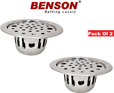 Benson Floor Stainless Steel Push Down Strainer(10 cm Set of 2)
