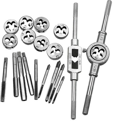 AS TOOL CENTER 20pcS SAE Inch Size Tap & Die SAE Thread Type: NC Thread Creating Tool Kit